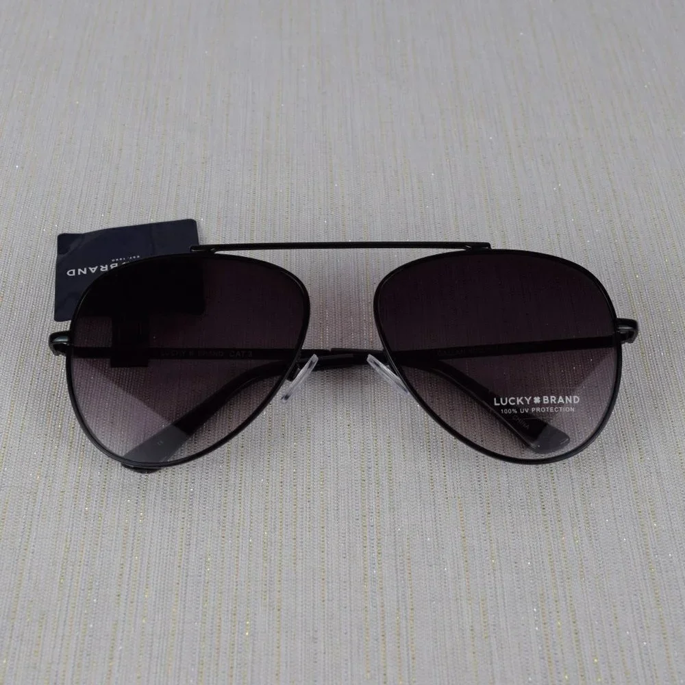 NWT Lucky Brand Callan Aviator Sunglasses Black